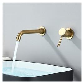 EYPVCLST Basin Wall Mounted Brass Bathroom Sink Basin Mix Chrome Double Handle Black Bathroom Faucet(Antique Brass 15)