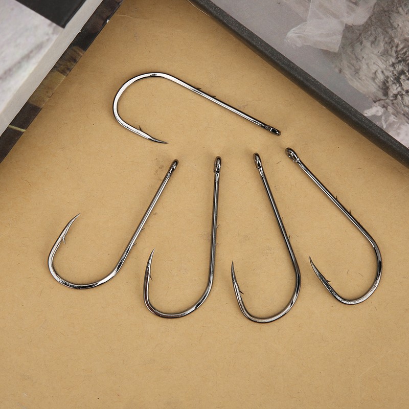 100Pcs 6/0# High Carbon Steel Sharp Fish Hooks with Barb