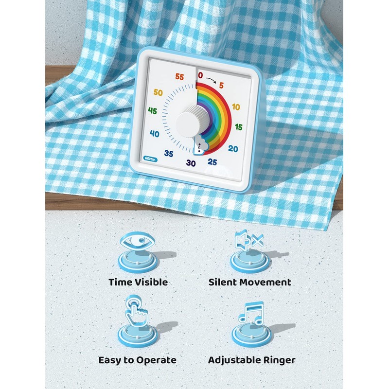 LIORQUE 60 Minute Visual Timer for Kids, Visual Countdown Timer