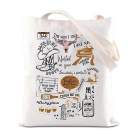 Western Singer Inspired Tote Bag Country Music Lovers Shoulder Bag New Album Gift Country Concert Gift Bullhead For Fans (CA-WesternBullToteS)