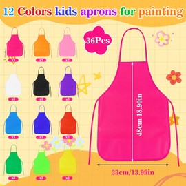 PLULON 36 Pcs Kids Aprons for Painting, Painting Apron Bulk for Kids Art Smocks Children Fabric Art Aprons for Art Painting Crafts Home Kitchen Classroom Party and Activity