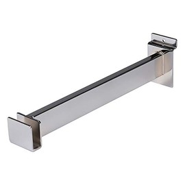 12" Slatwall Rectangular Tube Holding Hangrail Bracket for Retail, Chrome, 1 Unit
