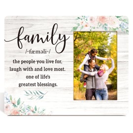 Huastatewolf Family Picture Frame, Family Gifts For Christmas Thanksgiving, Family Definition Floral Wooden Photo Frame, Family Gifts For Mom Dad Grandparents Son Daughter, Housewarming Gifts -21