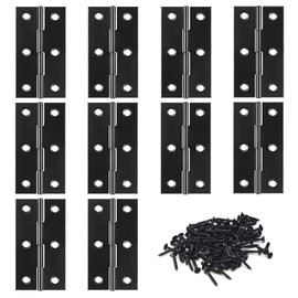 Stainless Steel Hinges Connector, Door Hinges Foldable, Stainless Steel Door Hinges, Folding Rear Hinges, Hinges Foldable, Pack of 10, with 60 Screws, Black
