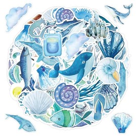 RELKLYU 100 Marine Themed Stickers, Waterproof Stickers, Funny Graffiti Stickers, Can Decorate Water Bottles, Suitcases and Bikes