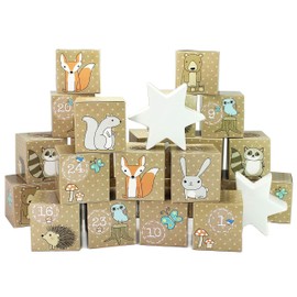 Papierdrachen DIY Adventskalender Kisten Set – Waldtiere - 24 Bunte Kisten zum Aufstellen und zum selber Befüllen - 24 Bunte Boxen I Schachteln