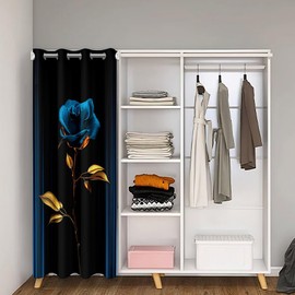 Feelyou Abstract Ombre Doorway Curtain Privacy 1 Panel, 52"x80" Romantic Rose 30%-50% Blackout Insulated Thermal Curtain Blue Black Door Cover Curtain Geometric Striped Window Treatments Room Decor