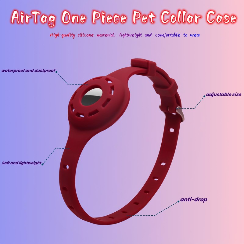 LiRui.R Airtag Protector Silicone Luminous Collar Adjustable Loss Prevention Eye-catching