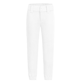 QBK 3T Toddler Baseball Pants Youth Softball Pants Kids Tee Ball Pants for Boy Girl White