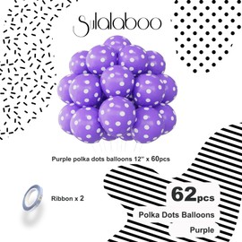 SULALABOO 60PCS Purple Polka Dot Balloons 12 Inch Latex Helium Round Party Balloons Kit for Birthday Party Decorations
