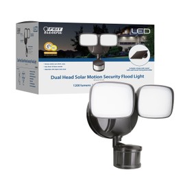 Feit Electric LED Outdoor Security Floodlight, Dual Head, Motion Sensor up to 50 ft, Dusk-to-Dawn, Solar Panel Included, 1200 Lumens, 5000K Daylight, 50,000-Hour Lifetime, S9.5/1200/850/SOL/BZ
