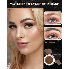 Eyebrow Pomade Kit, Long Lasting Waterproof Chocolate Eye-Brow Pomade Set with Brow Brush Razor, Smudge-proof Buildable Natural Eyebrow Cream Colored Brow Gel, Mother's Day Gift for Women Girl-04