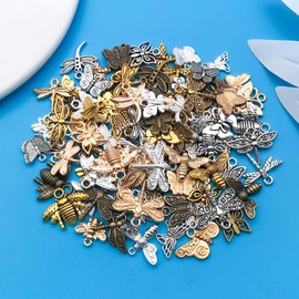 WOCRAFT 100pcs Butterfly Charms for Jewelry Making, Assorted Jewelry Bangle Bracelet Charms, Wholesale Mixed Bulk Metal Earring Charms for DIY Necklace Keychain Jewelry Making Craft Supplies（SN850）