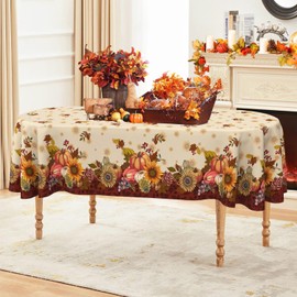 HSOWKDN Oval Halloween Tablecloth 60×84 Inch, Halloween Orange Tablecloths Halloween Spider Web Washable Table Cover, Halloween Decoration Table Cloths for Party Picnic Dinner Table Decor