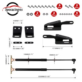 Sporacingrts Hood Lift Support Struts Kit Compatible with Jeep Wrangler JK & Unlimited 2007-2018 - Front Pair