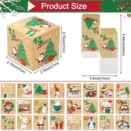 ONESING 24 Pcs DIY Christmas Advent Calendar Boxes for 2024, 24 Days Countdown Calendar Gift for Adults and Kids Christmas Cardboard Number Boxes Make & Fill Your Own Advent Calendar Boxes, Lovely Xmas Kraft Papper Box