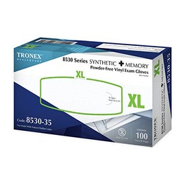 Tronex- Vinyl Exam Synthetic Memory Exam Glove, White (X-Large)