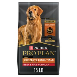 Purina Pro Plan Complete Essentials Shredded Blend Beef and Rice Dog Food Dry Formula with Probiotics for Dogs - 15 lb. Bag