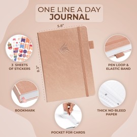 Clever Fox One Line A Day Journal – 5-Year Memory Notebook – Daily Time Capsule Diary for Women & Men –Five-Year Day-by-Day Planner (Rose Gold)