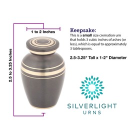Silverlight Urns Dignity Gray Keepsake Urn, Mini Urn for Ashes, 3 Inches High