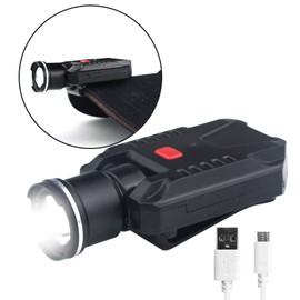 FISHNU 500 Lumens Clip-on Hat Light,USB Rechargeable Led Cap Light,No Red Ring and Aluminum Alloy Zoomable Head Baseball Hat Lamp,Tightly Clip Designed Spotlight