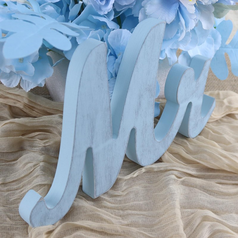 Mr and Mrs Signs Wedding Table Decorations, Wooden Freestanding Letters