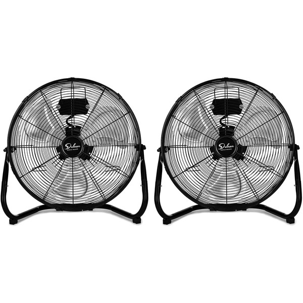 Simple Deluxe 20 Inch 3-Speed High Velocity Heavy Duty Metal Industrial Floor Fans Quiet for Home, Commercial, Residential,Black, 2 Pack