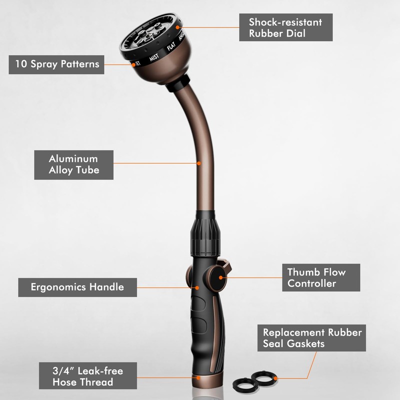 RESTMO Watering Wand, Heavy Duty Metal Garden Hose Wand with