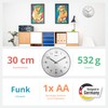 Mebus Radio Controlled Wall Clock 30 cm Silent Grey Frame