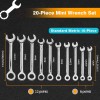 Speedwox 20-Piece Mini Combination Wrench Set, High Carbon Steel, Silv
