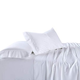 Abripedic Solid 600-Thread-Count, 100-Percent Bamboo Viscose, Super Soft and Cool California King Bed Sheets Set, White