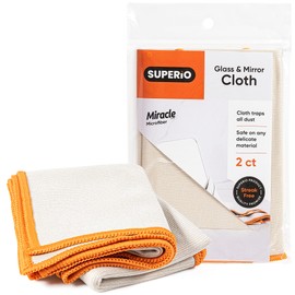 Superio Microfiber Glass, Mirror, Window Cleaning Cloth for Car Windshield, Lenses Tv Screen, Electronics, 14x16 Large Micro Fiber Lint & Streak Free Blue/Green 2 Pack, Just Water (2 Pack)