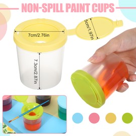 Zonon 24 Pcs 6 oz Paint Cups Non-spill Paint Cups with Flip Open Lids Set Painting Cups Art Supply for School, Classroom, Artist Studio, Assorted Colors(Pink, Blue, Green, Yellow)