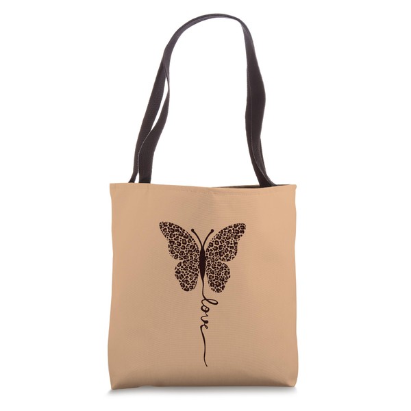 Leopard Print Butterfly – Cute Love Lettering Graphic Tote Bag
