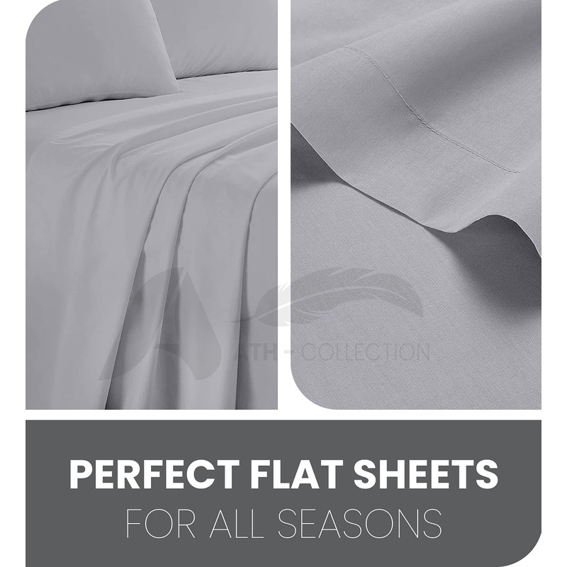 A ATH COLLECTION Egyptian Cotton Flat Sheet, 200 Thread Count,