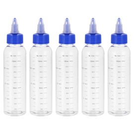 PATIKIL 4oz(120ml) Plastic Dispensing Bottle, 5Pcs Squeeze Graduated Empty Bottles with Blue Twist Cap for Liquids, Inks, Oils, Sauces, Arts and Crafts, Transparent