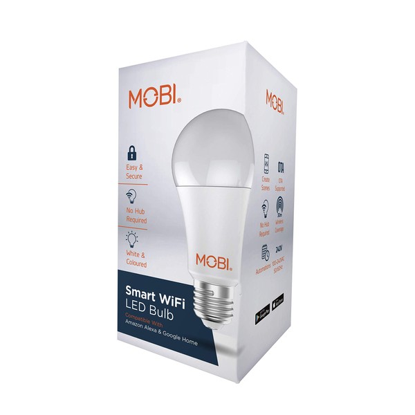 Smart WiFi LED Bulb; MOBI Multi-Color Changing LED Light Bulb for Home; Bedroom, Dimmable & Voice Command, Energy Efficient LED Bulbs, No Hub Required, Compatible with Alexa and Google