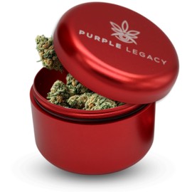 PURPLE LEGACY Ultra Light Stash Box Aluminium Tin I Waterproof I Airtight I Diameter 63 x 45 mm I UV Light Protected Box for Pills Herbs Spices (Red Large)