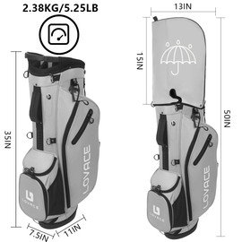 LOVACE 14-Way Golf Stand Bag, Lightweight Golf Bag with Stand for Men and Women (Grey)