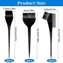 YBEATY 12 Pcs Hair Dye Brush Applicator Kit Professional Salon Hair Coloring Brush Tint Dying Brushes Combs Tools Kits Essential Sharp Tail Comb Mixer for Women Men Home and Salon Use (Black)