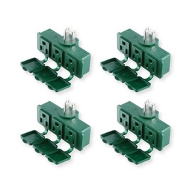 OSKOS 3-Prong Weatherproof 3-Outlet Extender Adapter, Heavy Duty Triple Grounding Outlet with Dust-Proof Cover. Indoor/Outdoor Use, ETL Listed, 4 Pack.