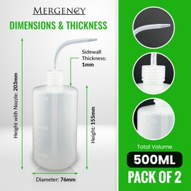 Multi-Purpose Lab Squeeze Bottle: Ideal for Labs, Tattoo Stations, Classrooms, Polyethylene Wash Bottle, ML Squeeze Bottle, Lash Wash Bottle, Tattoo Wash Bottle (6, MPSB1000, Round, 1000, Milliliters)