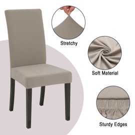 FRKOKRFA Chair Covers, Set of 6, Stretchy Dining Room Chair Covers, Removable Washable Chair Covers, Modern Elastic Covers for Home, Hotel, Banquet, Party Decoration and Wedding (Khaki)