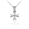 Sterling Silver Tiny Maltese Cross Charm Necklace (16)