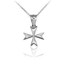 Sterling Silver Tiny Maltese Cross Charm Necklace (16)