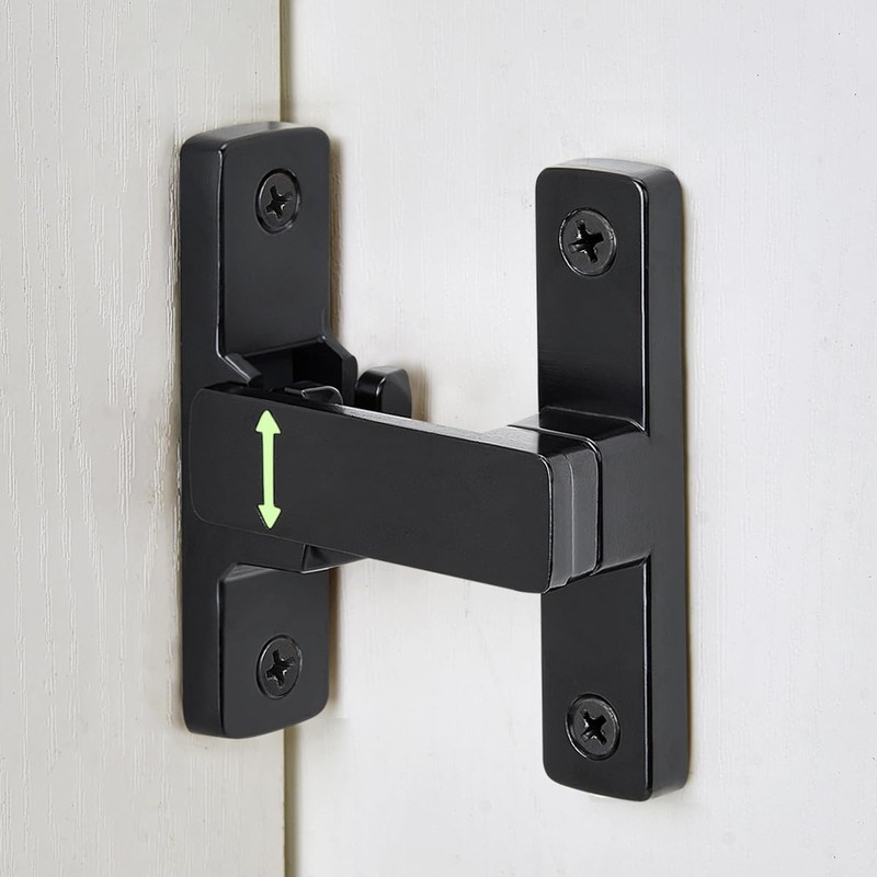 Wocoe 3 Packs Black 90/180° Barn Door Lock，Zinc Alloy Flip