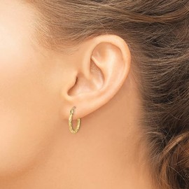 10K Solid Yellow Gold Twisted Round Small Hoop Earrings