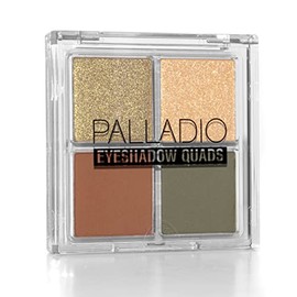 Palladio Sombra de ojos cuádriceps, mate mezclable pigmentado aterciopelado, acabados metálicos y brillantes, fórmula cremosa, paleta de sombras ojos cuádruple de cuatro vías, sin talco, Gold Digger