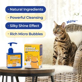 [PETHROOM] Bubble Shampoo for Cats - Gentle, Hypoallergenic, and Tear-Free Formula with Organic Ingredients, 7.1oz
