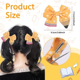 Pencil Hair Bow Clips for Girls Back to School Hair Accessories Yellow Bows Polka Dot Hairpins Back to School Supplies Yellow Pencil Clips for Kindergarten Students Toddler Teacher 2Pcs